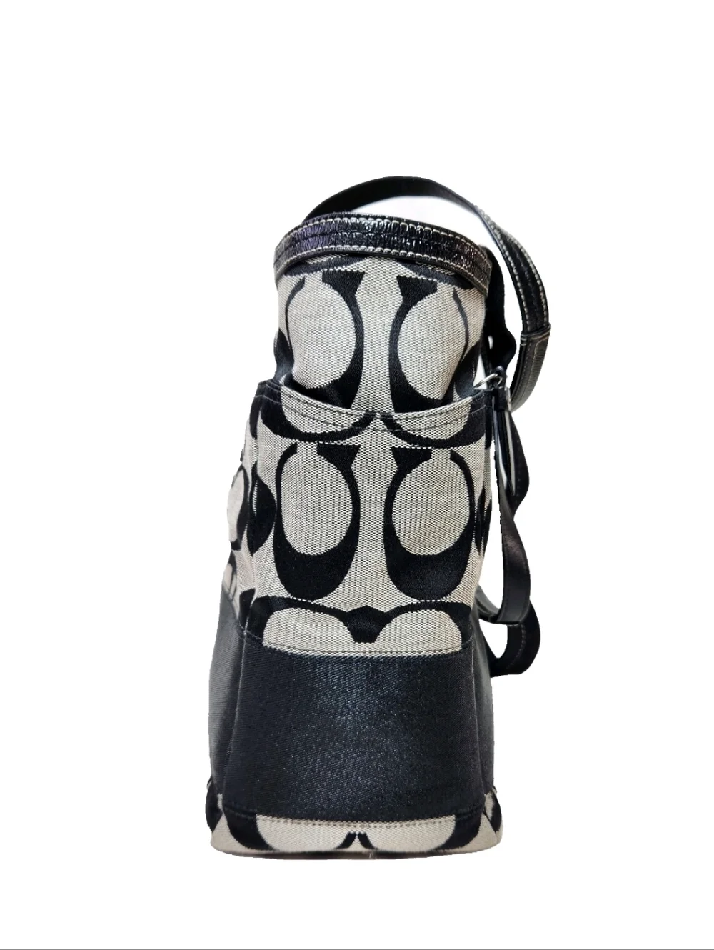 COACH Signature C Jacquard Tote Black Gray Baby Diaper Bag B1076-F13802
